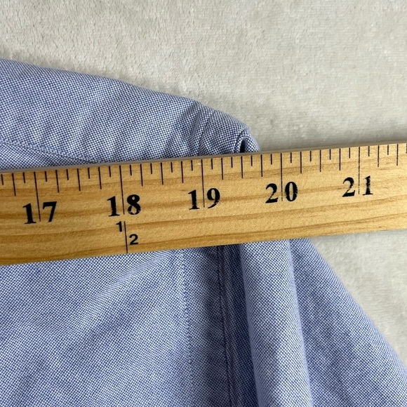Polo Ralph Lauren 16.5-34 Classic Navy Button Front Blue Oxford Front Logo Shirt - Picture 8 of 9